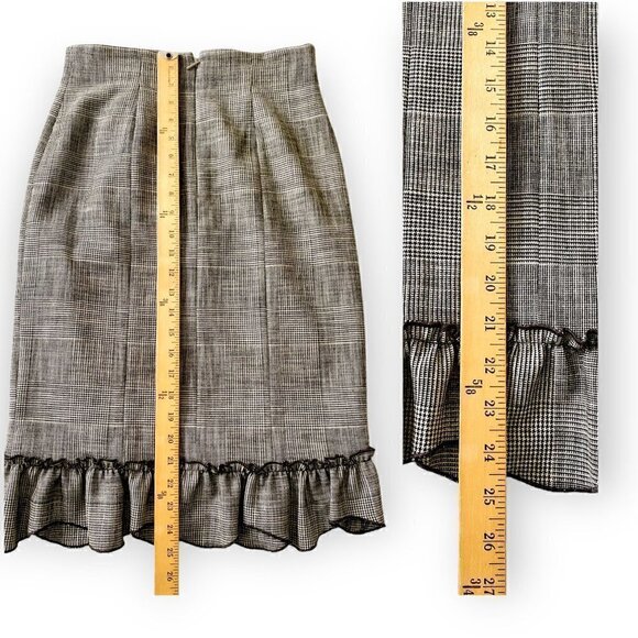 NWT Rebecca Tayler Black and Whie Glen Plaid Ruffle Skirt, size 0 - Picture 14 of 16